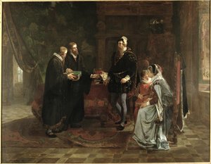 Król Szwecji Gustaw I Waza (ok. 1496-1560) przyjmujący szwedzki przekład Biblii, 1870 r.